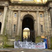 Protesters at Edinburgh University Old College