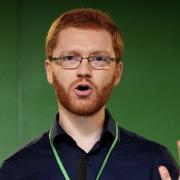 Ross Greer joined the campaign trail with English candidate Carla Denyer