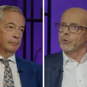 Reform UK leader Nigel Farage (left) and BBC reporter Nick Robinson
