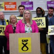 Amy Callaghan introducing First Minister John Swinney before he delivered a speech in Glasgow in June