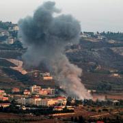 A smoke plume billows during an Israeli bombardment on the village of Khiam in south Lebanon on June 23, 2024