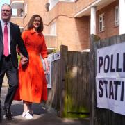 Labour leader Keir Starmer and his wife Victoria at a polling station in London