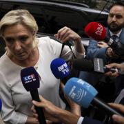 Marine Le Pen, leader the French far-right, arrives at the National Rally party headquarters, Monday, July 1, 2024 in Paris.
