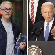 Alan Cumming (left) has called on Joe Biden to step aside and allow another Democrat to go up against Donald Trump in the US Presidential election