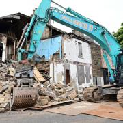 Demolition work taking place on the Royal Hotel in Slamannan