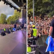 Martin Compston appeared on stage with Example