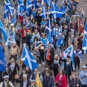 People take part in a March for Independence from Kelvingrove Park to Glasgow Green in May