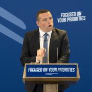 Douglas Ross at the launch of the Scottish Tory manifesto