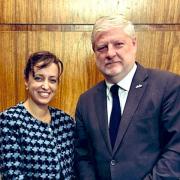 External Affairs Secretary Angus Robertson with Israeli deputy ambassador Daniela Grudsky