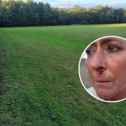 Blood on Councillor Rosemary Liewald's face, and the field where the attack happened