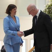 First Minister John Swinney and Chancellor Rachel Reeves during during a visit to Atlantic Quay in Glasgow