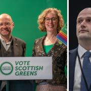 SNP Westminster leader Stephen Flynn (right) and Scottish Green co-leader Patrick Harvie and Lorna Slater