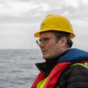 Keir Starmer during a visit to the Beatrice wind farm off the Caithness coast