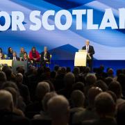 First Minister John Swinney delivers his address at the SNP annual national conference at the Edinburgh International Conference Centre. Picture date: Sunday September 1, 2024. PA Photo. See PA story POLITICS SNP. Photo credit should read: Jane Barlow/PA