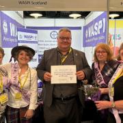 Graham Leadbitter with Waspi campaigners at the SNP conference