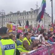 Protesters mocked Tommy Robinson at a rally in George Square on Saturday