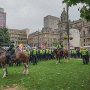 Police were present in George Square on Saturday