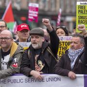 Activists from Stand Up To Racism Scotland gather in Glasgow's George Square, in a counter protest to a far-right rally. Picture date: Saturday September 7, 2024. PA Photo. See PA story POLITICS Protests. Photo credit should read: Jane Barlow/PA