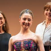 Antonia Cramb flanked by prima ballerina Alessandra Ferri (left) and Dame Darcey Bussell