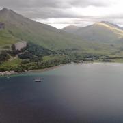 A drone view of Inverie bay and the Knoydart peninsula