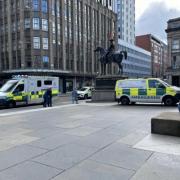 A Glasgow art gallery has been closed after a person fell from the balcony inside