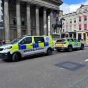 The force rushed to the scene after a man fell from a balcony inside a Glasgow art gallery