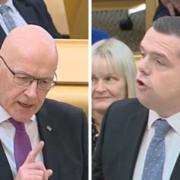 John Swinney and Douglas Ross clashed during First Minister's Questions in the Scottish Parliament