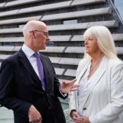 First Minister John Swinney speaks to journalist Lesley Riddoch in Dundee