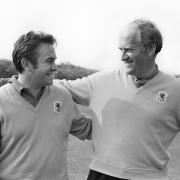 Brian Huggett, left, with Neil Coles at the 1969 Ryder Cup (PA)