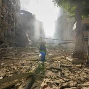 Smoke rises from the site of an Israeli airstrike in Dahiyeh, Beirut