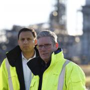 Labour leader Sir Keir Starmer (right) with Scottish Labour leader Anas Sarwar, during a visit to St Fergus Gas Terminal, a clean power facility in Aberdeenshire. Picture date: Friday November 17, 2023..