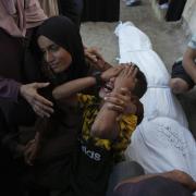 Mourners attend the funeral of Palestinians killed in an Israeli bombardment in Gaza