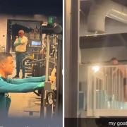 Cristiano Ronaldo enjoys the flumes at swimming pool in plush hotel near Glasgow