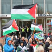 The protest aimed to call out the complicity of the media in Israel's assault on Gaza