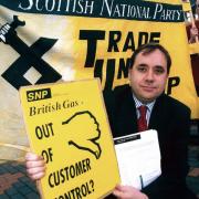 Alex Salmond at the SNP demo at the ICC in Birmingham, April 28, 1994