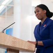 Kemi Badenoch making a speech after she was announced as the new Conservative Party leader following the vote by party members