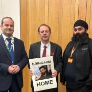 Jagtar's brother Gurpreet Singh Johal pictured with local MP Douglas McAllister, left and Glenrothes MP Richard Baker