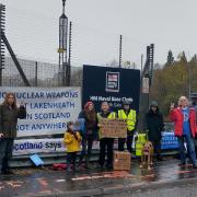 Anti-nukes campaigners outside Faslane