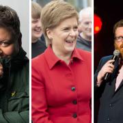 Left to right: Susie McCabe, Nicola Sturgeon, Frankie Boyle