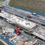 The new viaduct at the Kincardine Bridge nearing completion