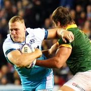 Duhan van der Merwe in action against South Africa at Murrayfield