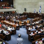 Bezalel Smotrich met with his far-right faction in the Israeli parliament on Monday