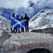 The Burton family, from Musselburgh, celebrate reaching Everest base camp