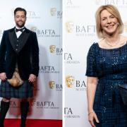 Richard Rankin and Hazel Irvine at the Bafta Scotland awards