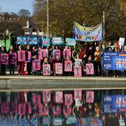 A demonstration was held outside the Scottish Parliament by climate campaigners