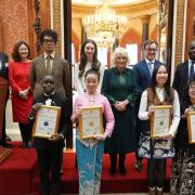 The winners of the competition met the Queen and a number of stars at a palace reception (Aaron Chown/PA)