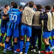 Ardon Jashari celebrates with his Club Brugge teammates