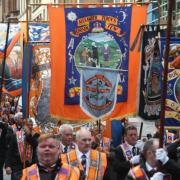 Orange parade through Glasgow