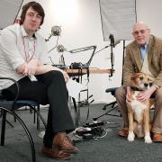 National editor Callum Baird with Paul Kavanagh and the Wee Ginger Dug