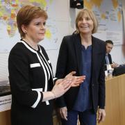 Nicola Sturgeon with French parliamentarian Marielle de Sarnez in 2019